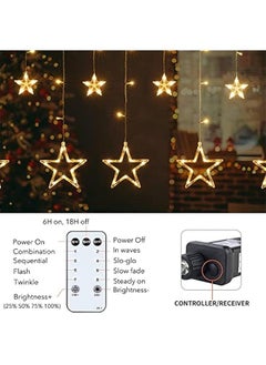 Arabest Bedroom Star Curtain Lights - 9ft 138 LED Fairy Twinkle String with 12 Drops, Remote Control 8 Modes Indoor Xmas Ramadan Decoration, Warm White  - Image 5