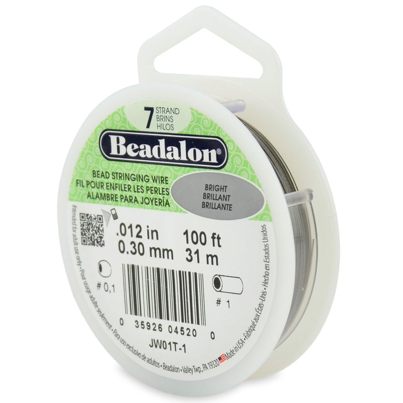Beadalon 7 Strand Stainless Steel Bead Stringing Wire 0012 in 030 mm Bright 100 ft 31 m