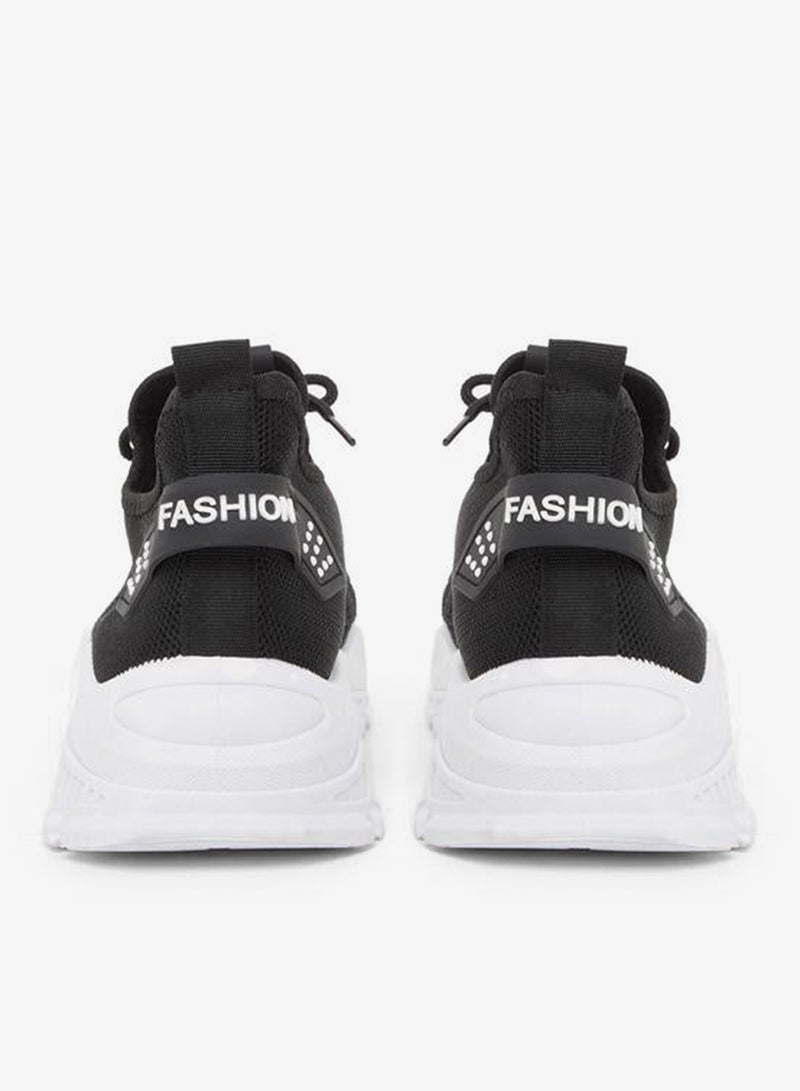 ستايلي اكتيف سنيكرز نسائي أسود بتفاصيل دانتيل ونعل سميك - Image 5