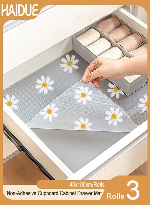 3-Rolls Non-Adhesive Cupboard Cabinet Drawer Mat Clear 45x100cm