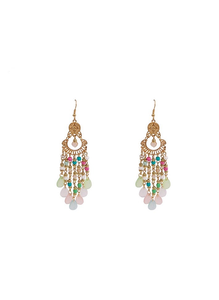 Handmade Bohemian Earrings Vintage Drop Dangle Earrings for Women Colorful Boho Flower Beaded Tassel Earrings Drop Earrings Boho Ethnic Water Drop Statement Earrings - Image 1