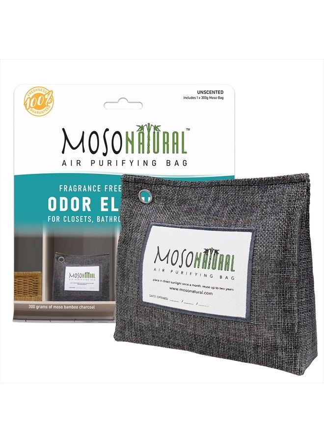 MOSO NATURAL حقيبة ماسو الطبيعية لتنقية الهواء 300 جرام. مزيل روائح خالي من العطور للخزائن، الحمامات، غرف الغسيل، مناطق الحيوانات الأليفة. ماص روائح من فحم البامبو ماسو الفاخر. تصميم قائم بذاته. - Image 1