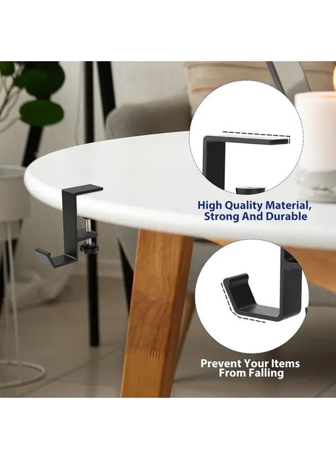 Black Adjustable Desk Hook Heavy Duty Metal Headphone Holder Organizer No Screws - Image 5