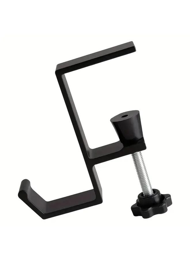 Black Adjustable Desk Hook Heavy Duty Metal Headphone Holder Organizer No Screws - Image 1