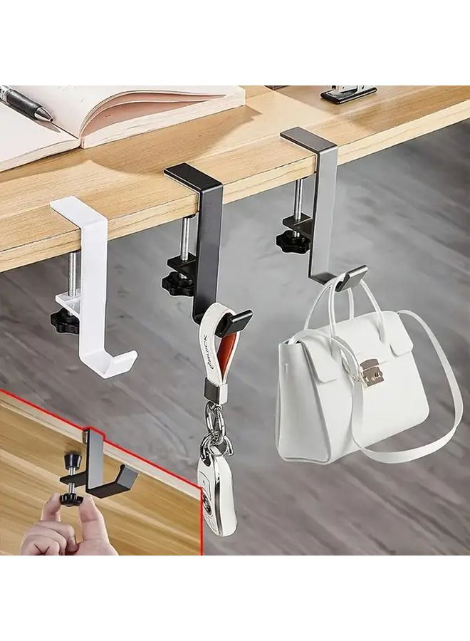 Black Adjustable Desk Hook Heavy Duty Metal Headphone Holder Organizer No Screws - Image 3