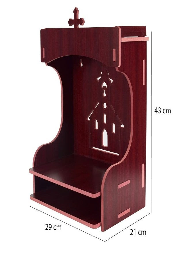 Lyrics creation Fully Handmade Beautiful Small Wooden Home and Office Temple/Pooja Mandir Foldable Wooden Mandir for Wall Decor as Office & Home (brown) - Image 3