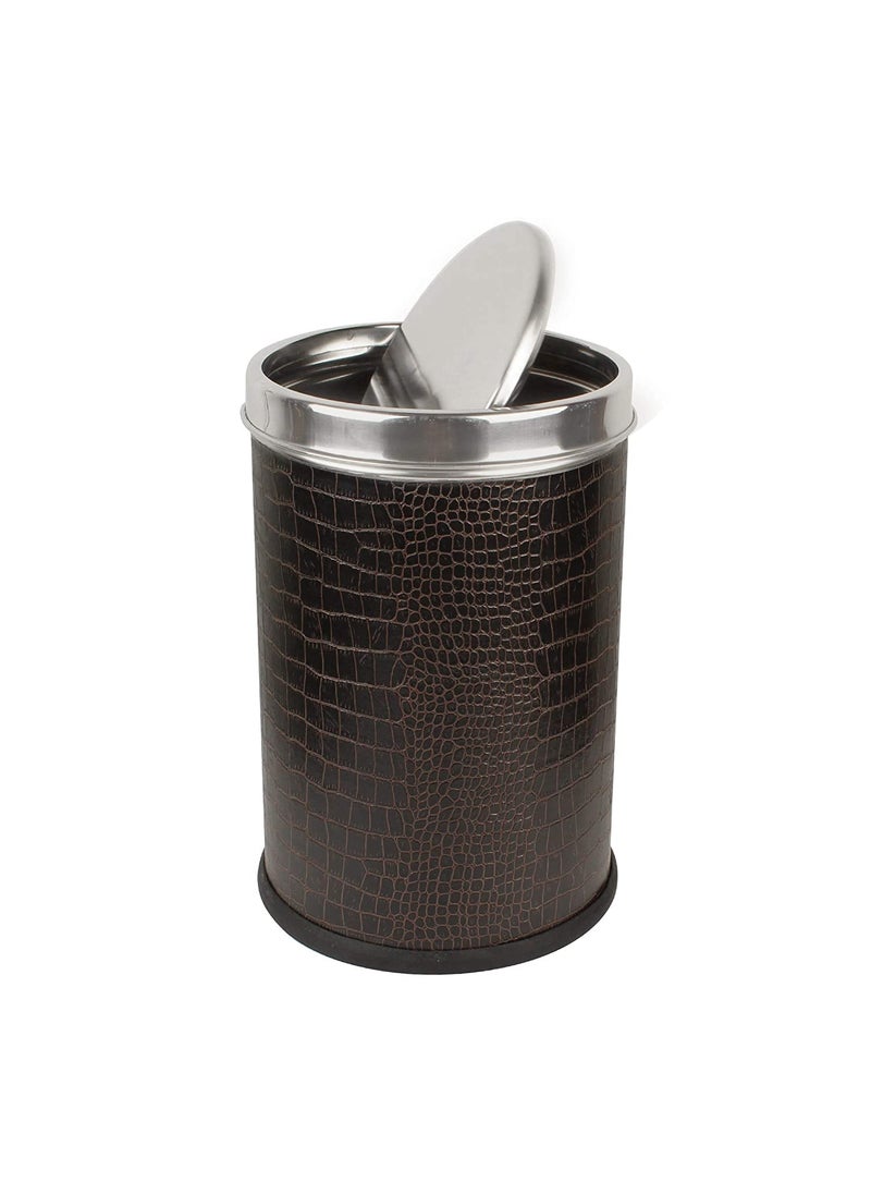 Ganeshi Ganeshi Stainless Steel Leather Swing big 20 liter Dustbin With Lid Garbage Bin for home bedroom washrooms office and kitchen10x14 20 liter  - Image 1