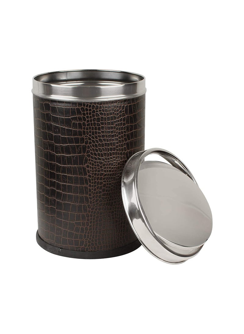 Ganeshi Ganeshi Stainless Steel Leather Swing big 20 liter Dustbin With Lid Garbage Bin for home bedroom washrooms office and kitchen10x14 20 liter  - Image 3