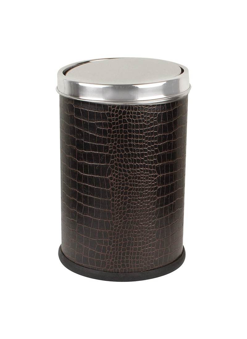 Ganeshi Ganeshi Stainless Steel Leather Swing big 20 liter Dustbin With Lid Garbage Bin for home bedroom washrooms office and kitchen10x14 20 liter  - Image 2