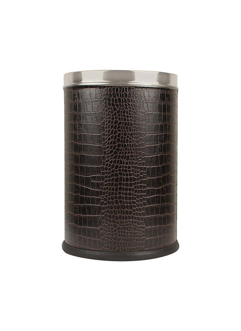 Ganeshi Ganeshi Stainless Steel Leather Swing big 20 liter Dustbin With Lid Garbage Bin for home bedroom washrooms office and kitchen10x14 20 liter  - Image 4