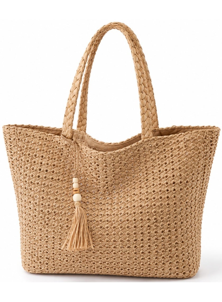 Beach Bags Straw Large Tote with Zipper & Lining for Women Beach Bag for Ladies with Zipper Closure | Woven Raffia Beach Tote with PU Leather Shoulder Straps Zip | Summer Shoulder Bag for Women | Large Capacity Travel Tote, Shopping Bag, Vacation Bag, Holiday Bag, Resort Bag | Boho Woven Handbag with Inner Lining | Lightweight Natural Straw Summer Bag | Ladies Handbag | Casual Tote Bag | Pool Bag | Picnic Bag | Weekend Bag | Outdoor Bag | Everyday Carry Bag | Fashion Tote for Women | Beach Accessories | Vacation Essentials | Resort Wear Bag | Ladies Shoulder Bag | Travel Handbag | Large Shopper Tote | Eco Friendly Woven Bag | Lightweight Holiday Tote | Summer Fashion Bag | Women's Beach Carryall | Tablet Tote | Oversized Straw Bag | Elegant Bohemian Handbag, Beige | 47 x 34 x 12 cm