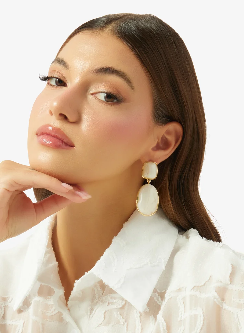 Ella White Resin Drop Down Earrings for Women | Best Price UAE