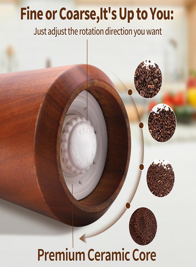 UNIOVC Wooden Pepper Grinder,Pepper Mill Wood 10In–Salt Grinder Refillable,Pepper Grinder Manual Adjustable Ceramic Rotor,Easy Refill,Salt and Pepper Shakers with Coarseness Control 1-Pack - Image 3