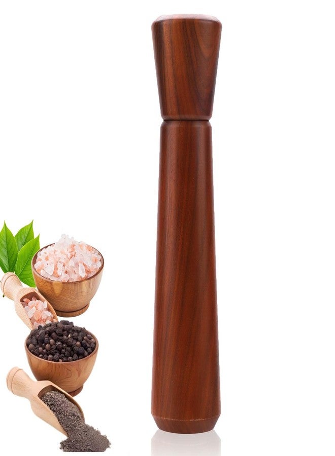 UNIOVC Wooden Pepper Grinder,Pepper Mill Wood 10In–Salt Grinder Refillable,Pepper Grinder Manual Adjustable Ceramic Rotor,Easy Refill,Salt and Pepper Shakers with Coarseness Control 1-Pack - Image 1