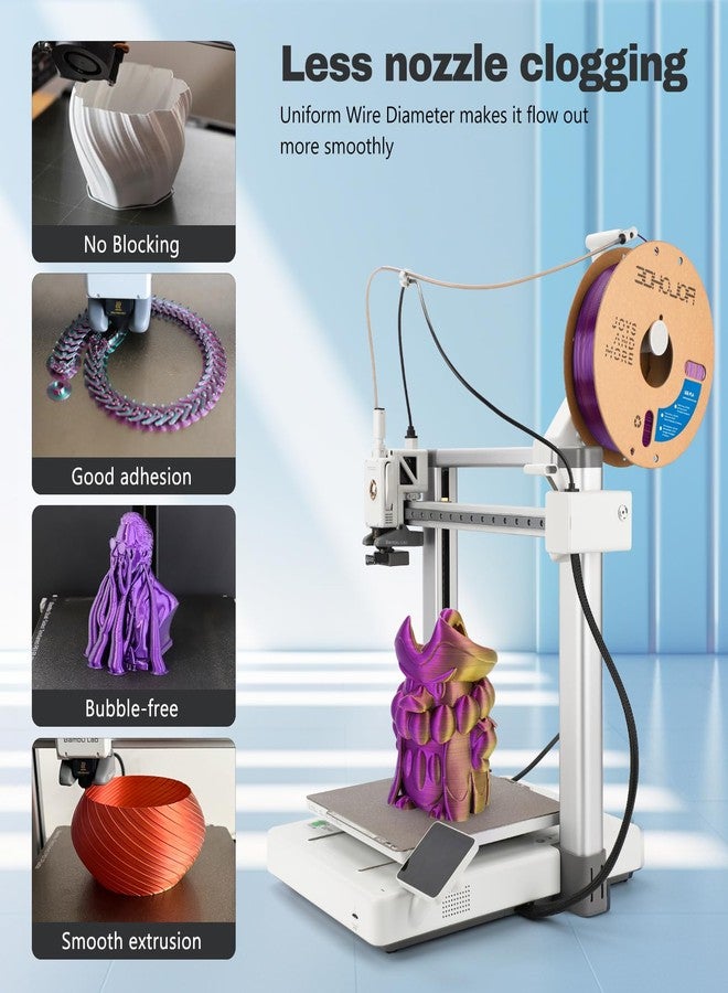 3DHoJor Silk PLA Filament 1.75mm Purple Gold Dual Color PLA 3D Printer Filament 2 in 1 Coextrusion 1KG Spool(2.2lbs) 3D Printing Filament Dimensional Accuracy +/- 0.03mm Fits for Most FDM 3D Printers - Image 4