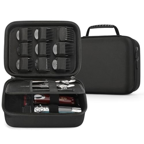 MOSLA Hard Barber Accessories Case for Hair Clippers, Mens Hair Cutting Barber Supplies Holder, Trimmer Organizer Storage Bag for Hair Cutting, Guard Grooming Kit (Nylon Black) - Image 1