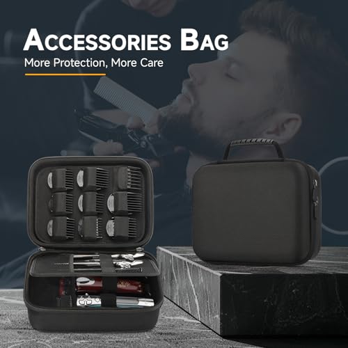 MOSLA Hard Barber Accessories Case for Hair Clippers, Mens Hair Cutting Barber Supplies Holder, Trimmer Organizer Storage Bag for Hair Cutting, Guard Grooming Kit (Nylon Black) - Image 5