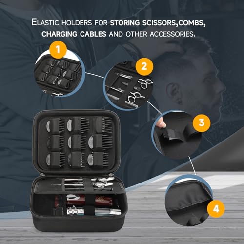 MOSLA Hard Barber Accessories Case for Hair Clippers, Mens Hair Cutting Barber Supplies Holder, Trimmer Organizer Storage Bag for Hair Cutting, Guard Grooming Kit (Nylon Black) - Image 3