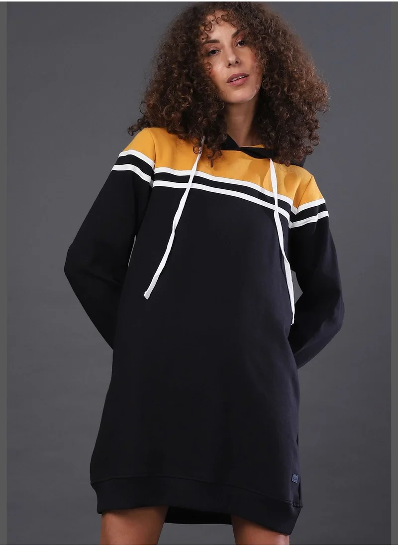 Campus Sutra Hoodie Neck Mini Dress