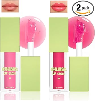 2PCS Lip Oil Gloss Set Plumping Hydrating Lip Oils in Clear and Pink Lightweight Fat Oil Texture Tinted Gloss Shine for Moisturized Lips Daily Lip Care for Women Girls - Image 1