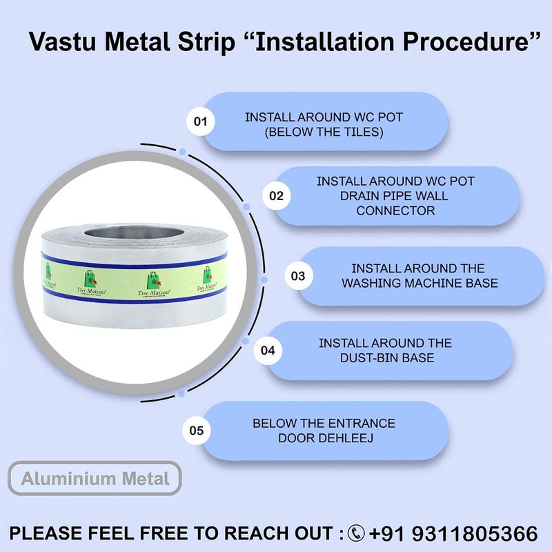 TREE MAISON CORONATING HOMES Vastu Aluminium Strip Width 1 Inch Gauge 02mm Length 25 Feet Approx Vastu Strip for Zone Balancing Toilet Correction Aluminium Strip for Vastu Pack of 1 - Image 4