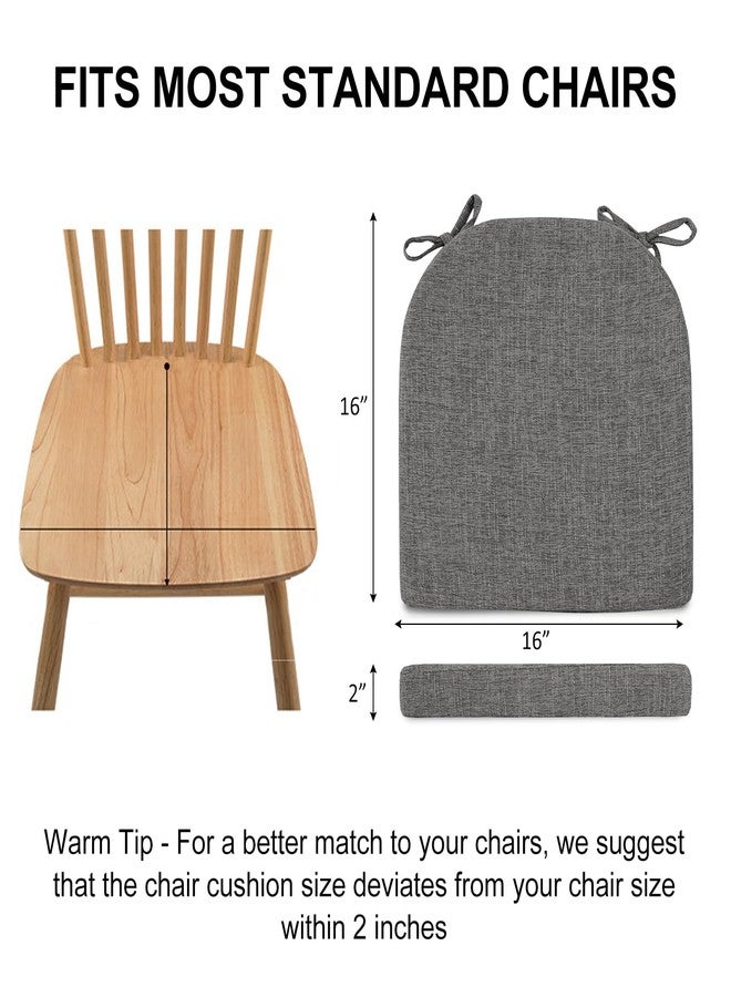 Wellsin Chair Cushions for Dining Chairs 6 Pack - Kitchen Chair Cushions with Ties and Non-Slip Backing - Dining Chair Pads 16"X16"X2", Dark Gray - Image 2