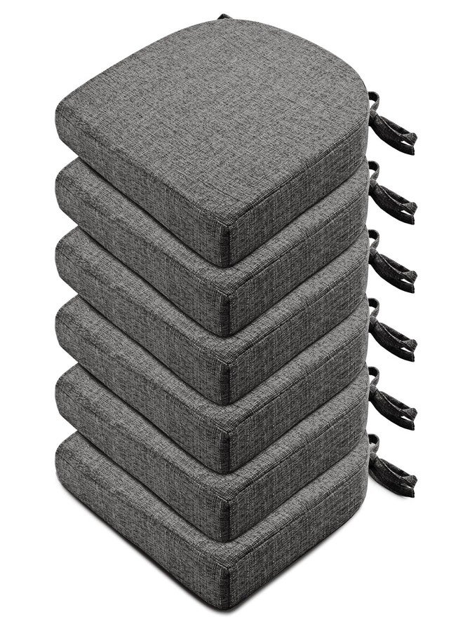 Wellsin Chair Cushions for Dining Chairs 6 Pack - Kitchen Chair Cushions with Ties and Non-Slip Backing - Dining Chair Pads 16"X16"X2", Dark Gray - Image 1