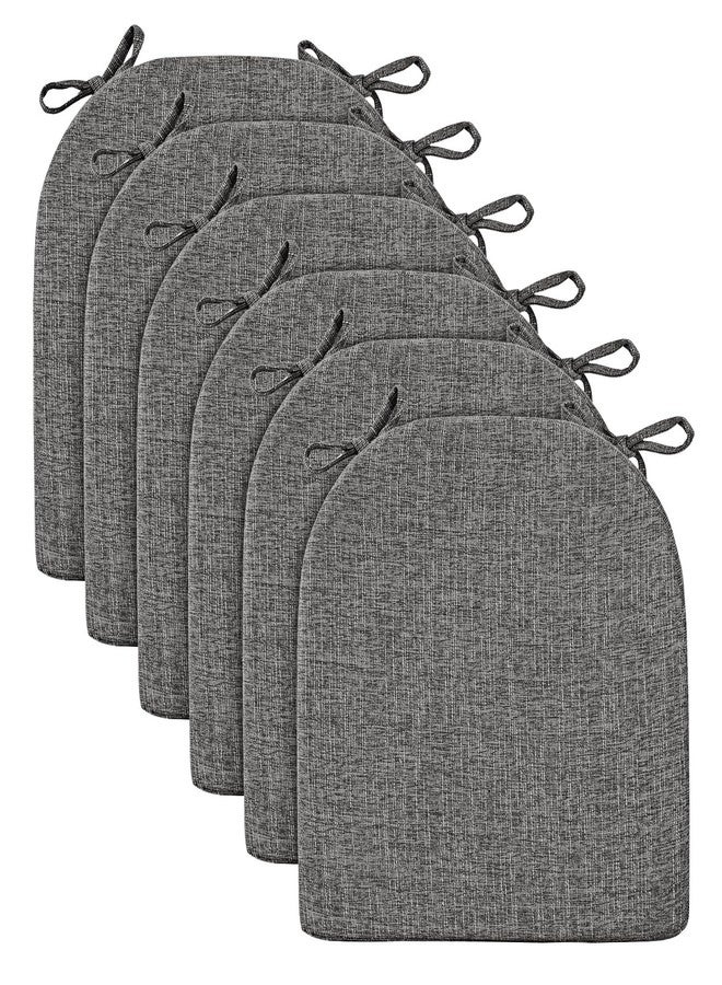 Wellsin Chair Cushions for Dining Chairs 6 Pack - Kitchen Chair Cushions with Ties and Non-Slip Backing - Dining Chair Pads 16"X16"X2", Dark Gray - Image 3
