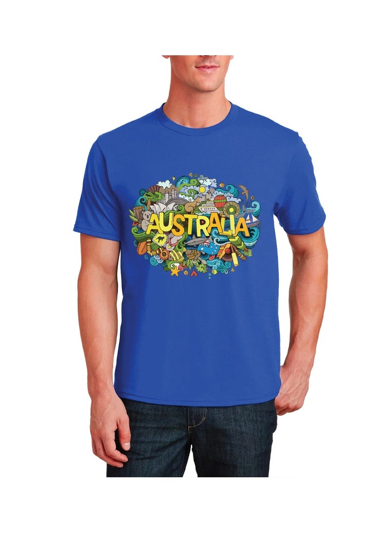 Australia Day T-shirt For Men's-Celebrate In Style With Our Stunning Australian Design-Exclusive Round Neck T-Shirt Crafted For Men On Australia Day - Image 1