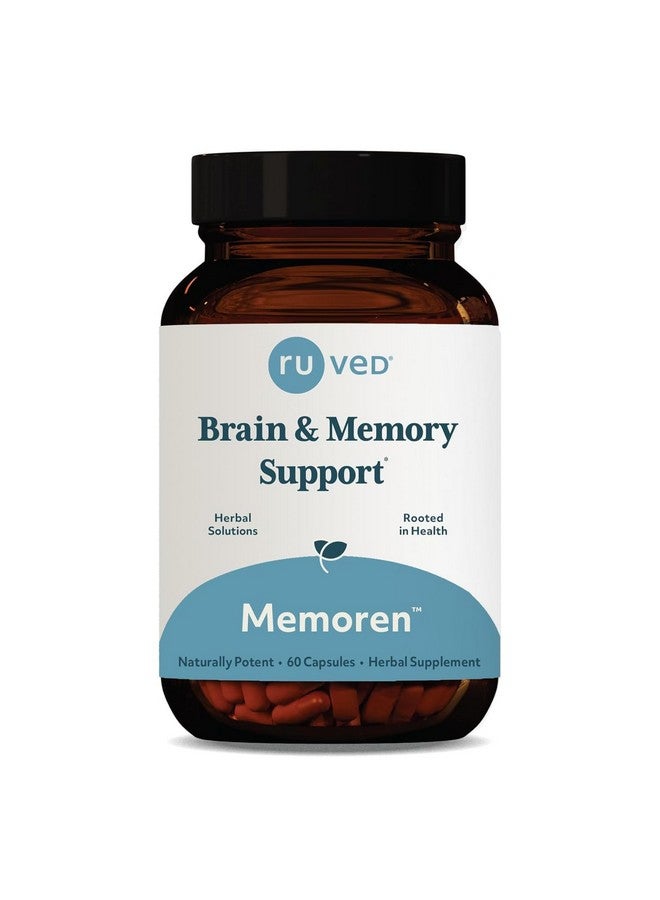 R-U VED ruved Memoren, All-Natural Ayurvedic Focus and Memory Support with Ginkgo Biloba, Gotu Kola and Bacopa, Brain Health and Stress Care Supplement for Adults, 60 Vegetarian Capsules - Image 1