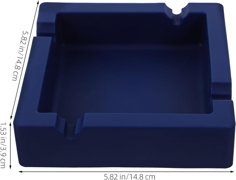 Ciieeo Square Silicone Ashtray Large Ash Container Reusable Indoor Butt Holder Heat Resistant Blue for Home and Hotel Use - Image 2