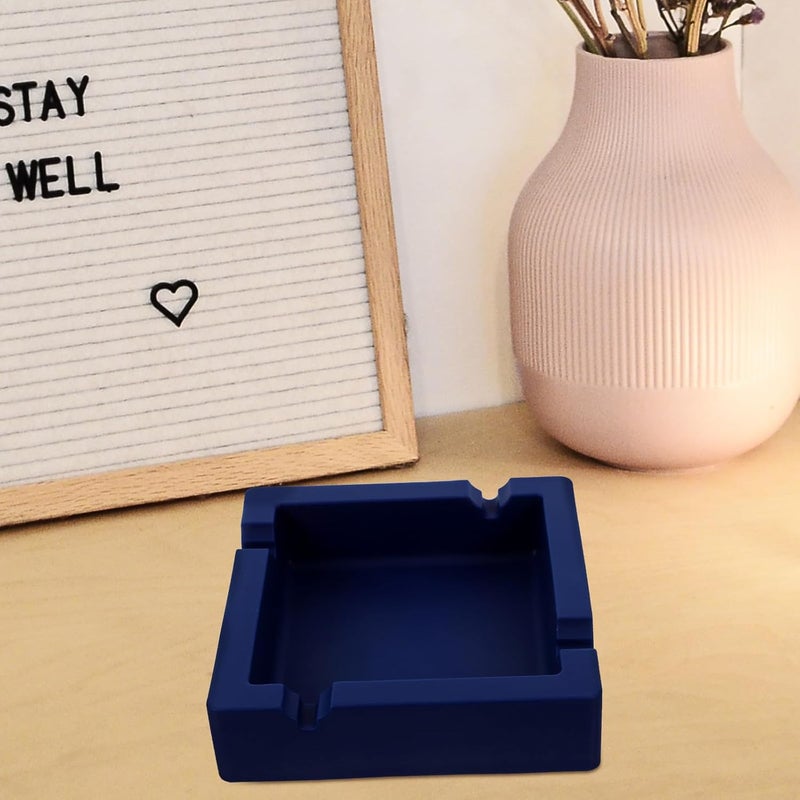 Ciieeo Square Silicone Ashtray Large Ash Container Reusable Indoor Butt Holder Heat Resistant Blue for Home and Hotel Use - Image 5
