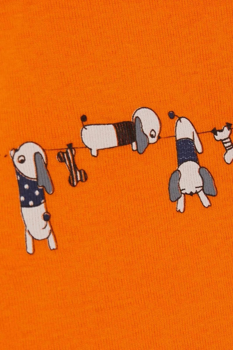 Breeze Breeze Baby Boy Snap-On Bodysuit Naughty Puppy Printed 9 Months-3 Years, Orange