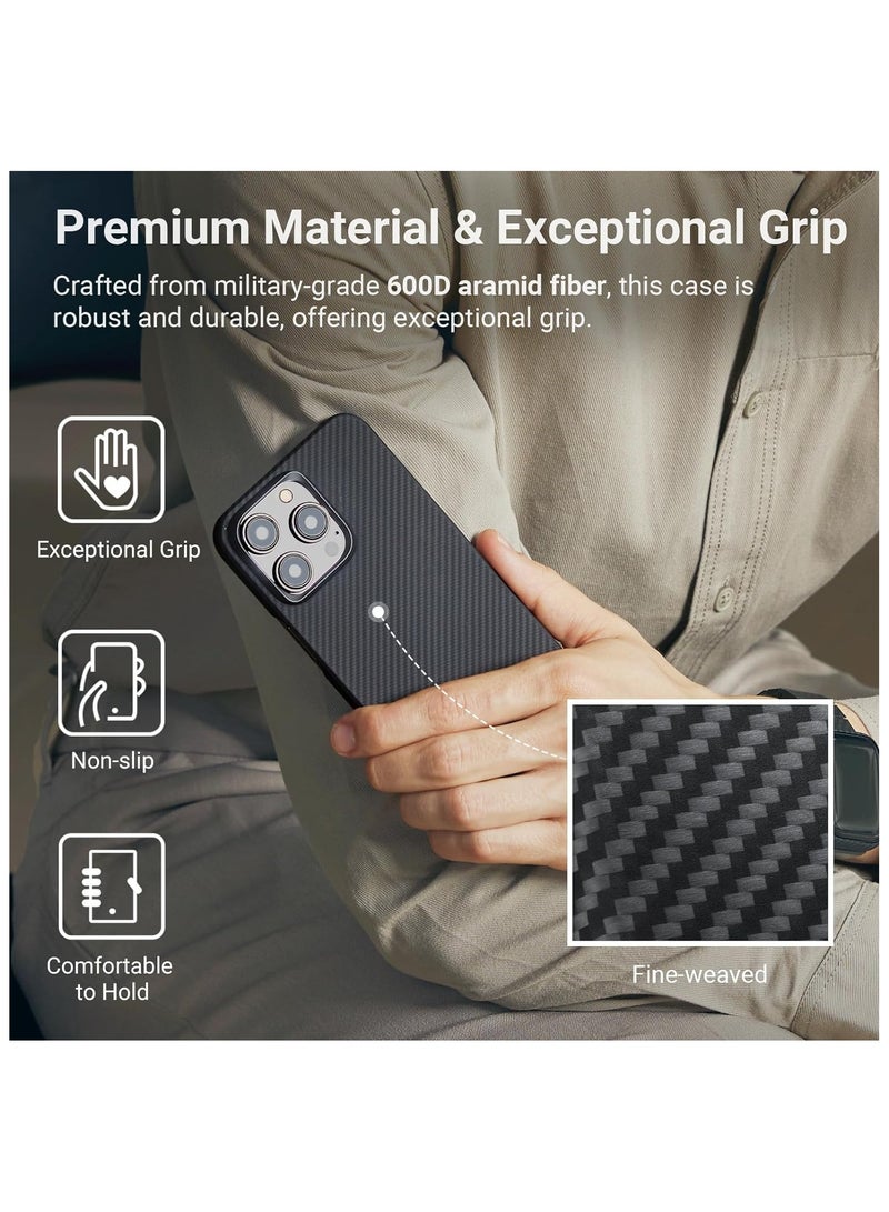 Case for iPhone 16 Pro with MagSafe, Slim & Light Minimalist Style Protective Cover, 1500D Aramid Fiber Made, Carbon Fiber Texture, Sunset Red - Image 2