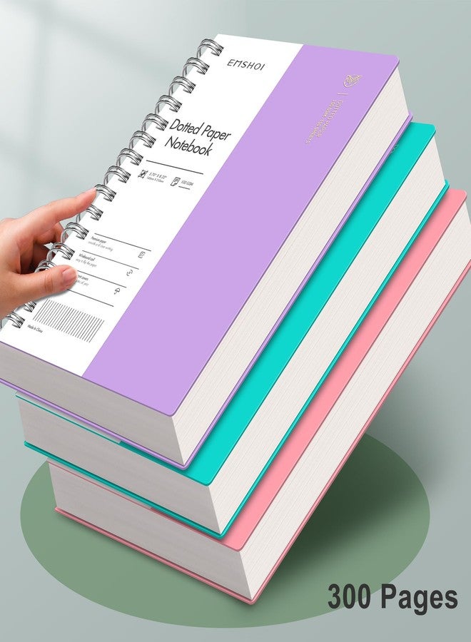 EMSHOI A4 Spiral Notebook Dotted journal, 11.2" X 8.27", 300 Pages/150 Sheets, 100gsm Dot Grid Paper, Waterproof Softcover, Twin-Wire Binding, for School Work Bullet Writing Note Taking-Purple - Image 4