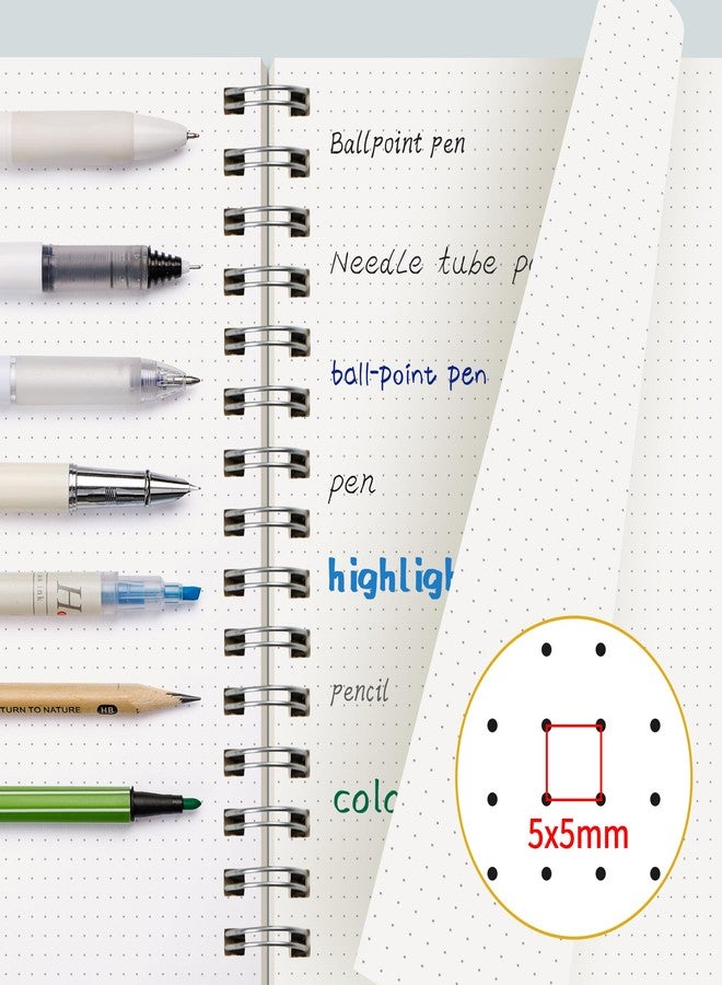 EMSHOI A4 Spiral Notebook Dotted journal, 11.2" X 8.27", 300 Pages/150 Sheets, 100gsm Dot Grid Paper, Waterproof Softcover, Twin-Wire Binding, for School Work Bullet Writing Note Taking-Purple - Image 2