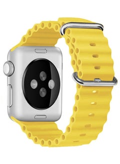 CATANES Apple Watch Ocean Band 41mm 40mm 38mm Soft Silicone Loop Strap for iWatch Series 8/7/SE/6/5/4/3/2/1 Yellow  - Image 2