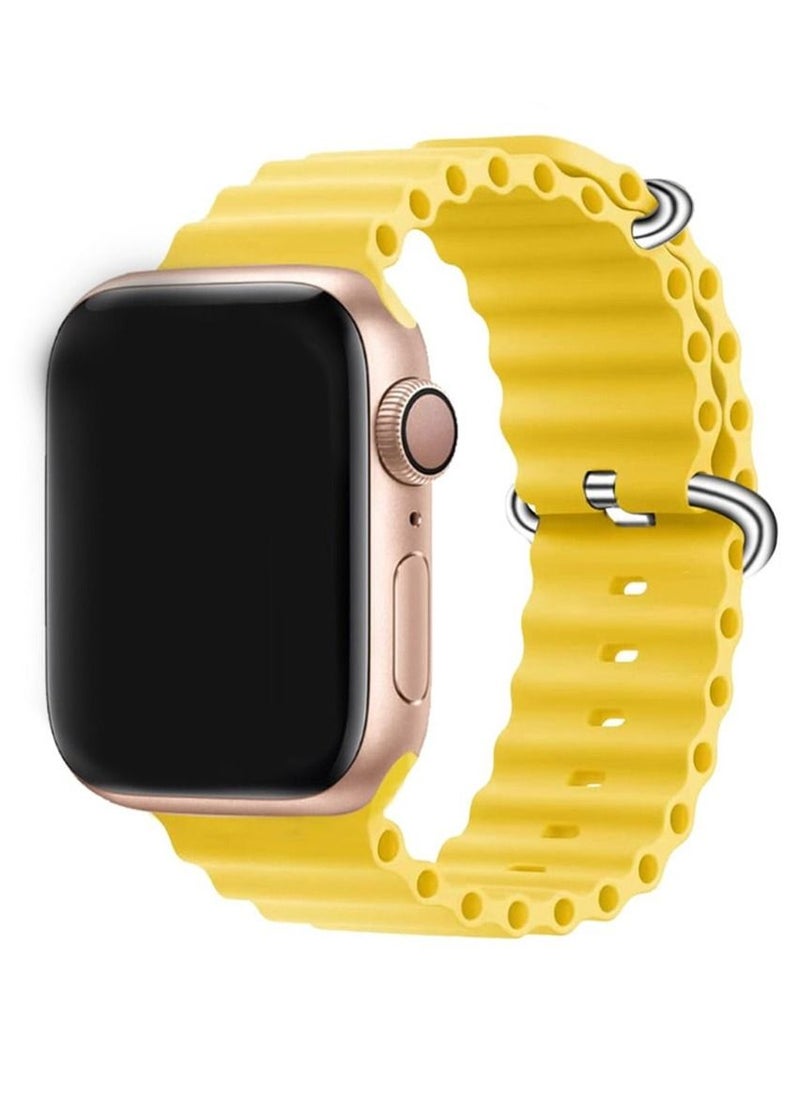 CATANES Apple Watch Ocean Band 41mm 40mm 38mm Soft Silicone Loop Strap for iWatch Series 8/7/SE/6/5/4/3/2/1 Yellow  - Image 1