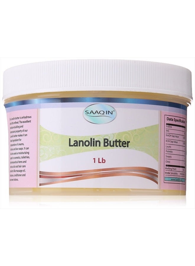 Saaqin SAAQIN 100% Pure Lanolin (anhydrous) - Ultra Refined Butter 1 Lb - Nipple cream - Mustache wax - Helps revitalize and hydrate sensitive skin. Great for making lip balm, hair and skin products.  - Image 1