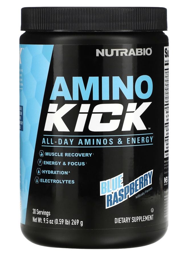 NutraBio Amino Kick Blue Raspberry 0.59 lb (269 g)