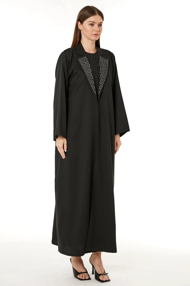 Moistreet Embellished Crepe Hand Abaya