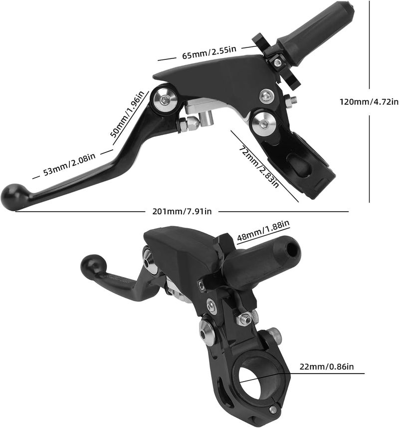 PRO CAKEN 7/8" 22mm Universal Motorcycle Aluminum 360° Alloy Foldable Clutch Handle - Black - Image 2