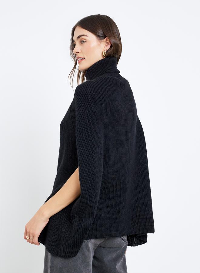 Styli Black Knit Turtleneck Cape Sleeve Sweater - Image 5