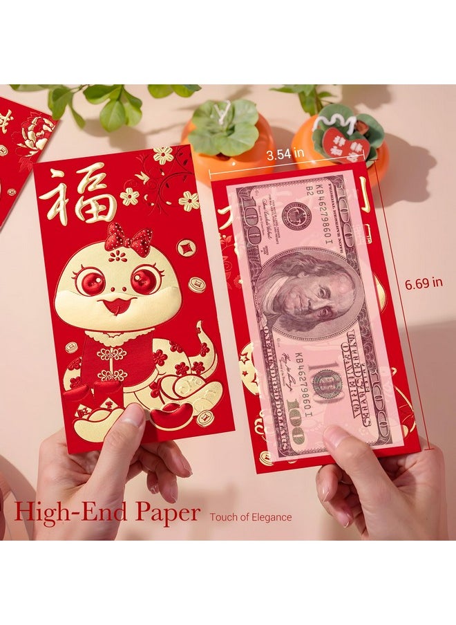 ThxToms 36Pcs Red Envelopes Chinese New Year,Red Chinese Envelopes For Money 2025 Snake Lunar New Year,6 Designs, Cute Cartoon Snake, L  - Image 4