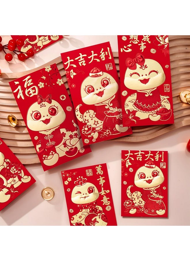 ThxToms 36Pcs Red Envelopes Chinese New Year,Red Chinese Envelopes For Money 2025 Snake Lunar New Year,6 Designs, Cute Cartoon Snake, L  - Image 5