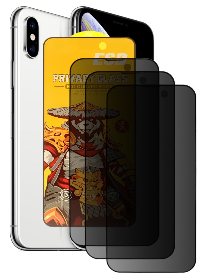 ESD 3 Pieces Tempered Dustproof Privacy Glass Screen Protector Compatible For iPhone XS Max - Image 1