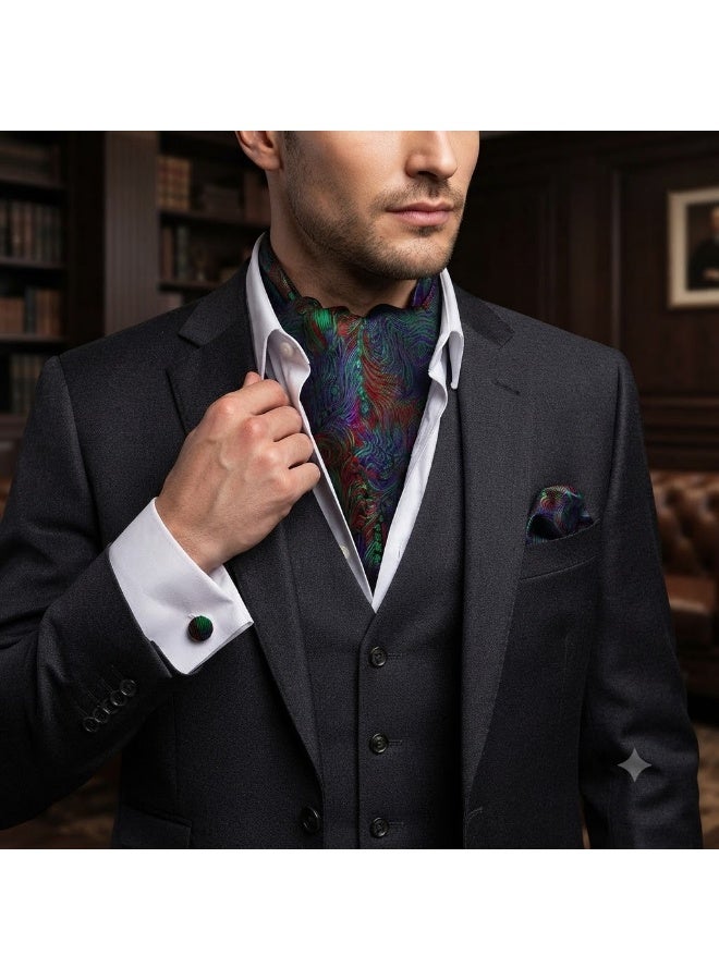 Men's Set Consisting Of Three Pieces (tie - Handkerchief - Cufflinks) - Image 1