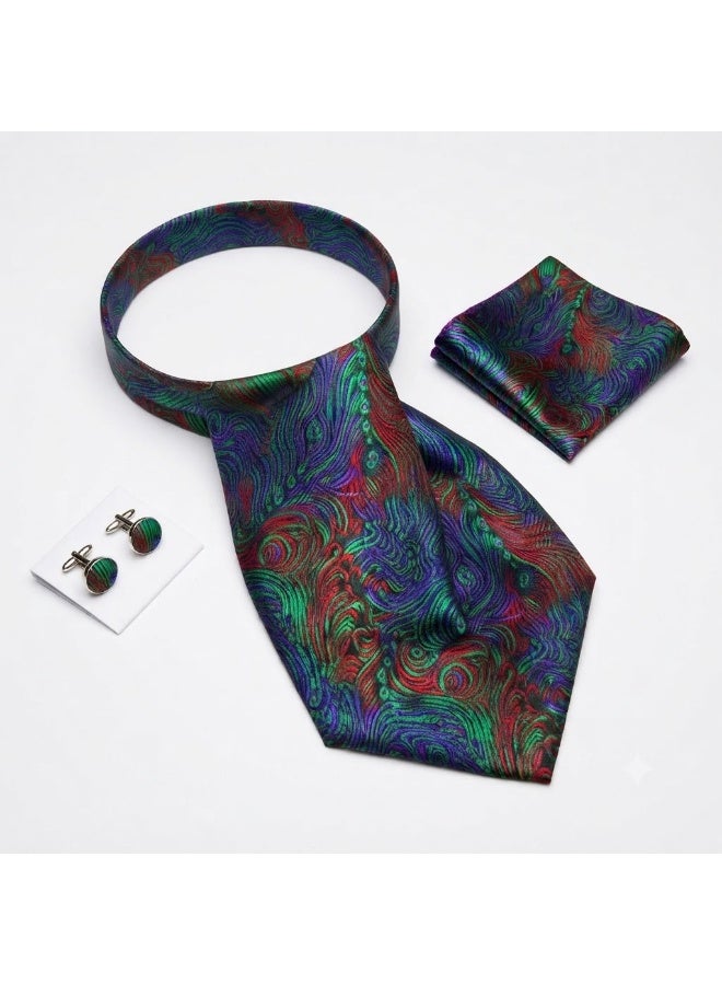 Men's Set Consisting Of Three Pieces (tie - Handkerchief - Cufflinks) - Image 2