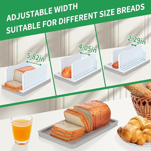 CAWIU Bread Slicer for Homemade with Box, Foldable Bread Cutter with Crumb Tray, Adjustable Width Bread Slicing Guide for Loafs, Sandwiches, Bagels, and Cakes - Image 4
