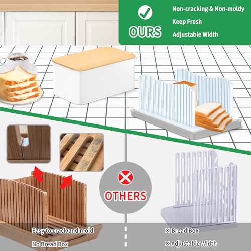 CAWIU Bread Slicer for Homemade with Box, Foldable Bread Cutter with Crumb Tray, Adjustable Width Bread Slicing Guide for Loafs, Sandwiches, Bagels, and Cakes - Image 5